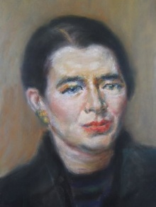 Retrato de Marguerite Yourcenar, pastel por Charlotte Musson.  1975.