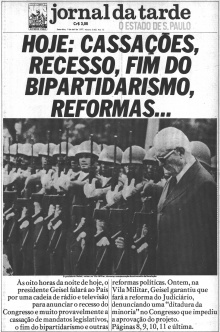 Página principal do Jornal O Estado de São Paulo de 1 de abril de 1977.