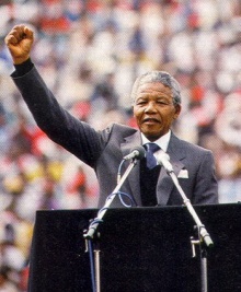 Nelson Mandela em seu discurso de posse da presidência.
