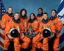 A tripulação do ônibus espacial Columbia.