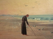 O pintor Benedito Calixto retrata o jesuíta José de Anchieta escrevendo o Poema à Virgem. Foto: divulgação/Museu de Anchieta