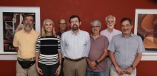 O Decano do Centro Técnico Científico, Prof. Luiz Alencar Reis da Silva Mello, e coordenadores setoriais. Fotógrafo Antônio Albuquerque. Acervo do Núcleo de Memória.