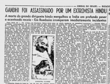 Notícia publicada no Jornal do Brasil sobre a morte de Gandhi.