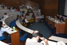 Abertura do evento no auditório do RDC, com o Vice-Reitor Pe. Álvaro Pimentel S.J., e o Vice-Reitor Acadêmico Prof. José Ricardo Bergmann. Fotógrafo Antônio Albuquerque.