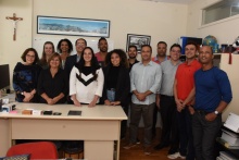 A Coordenadora Central de Cooperação Internacional, Profa. Ângela Maria de Randolpho Paiva, e equipe. Fotógrafo Antônio Albuquerque. Acervo Núcleo de Memória. 