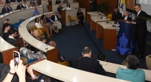 O Ministro André Mendonça no auditório do RDC. Fotógrafo Antônio Albuquerque.