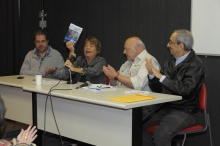 Os palestrantes durante o debate do dia 28/8/2013 na sala K102. Fotógrafo Antônio Albuquerque. Acervo do Núcleo de Memória.