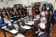 O Reitor Pe. Josafá S.J. discursa no lançamento do Fundo Patrimonial, na sala do Conselho Universitário. Fotógrafo Antônio Albuquerque.