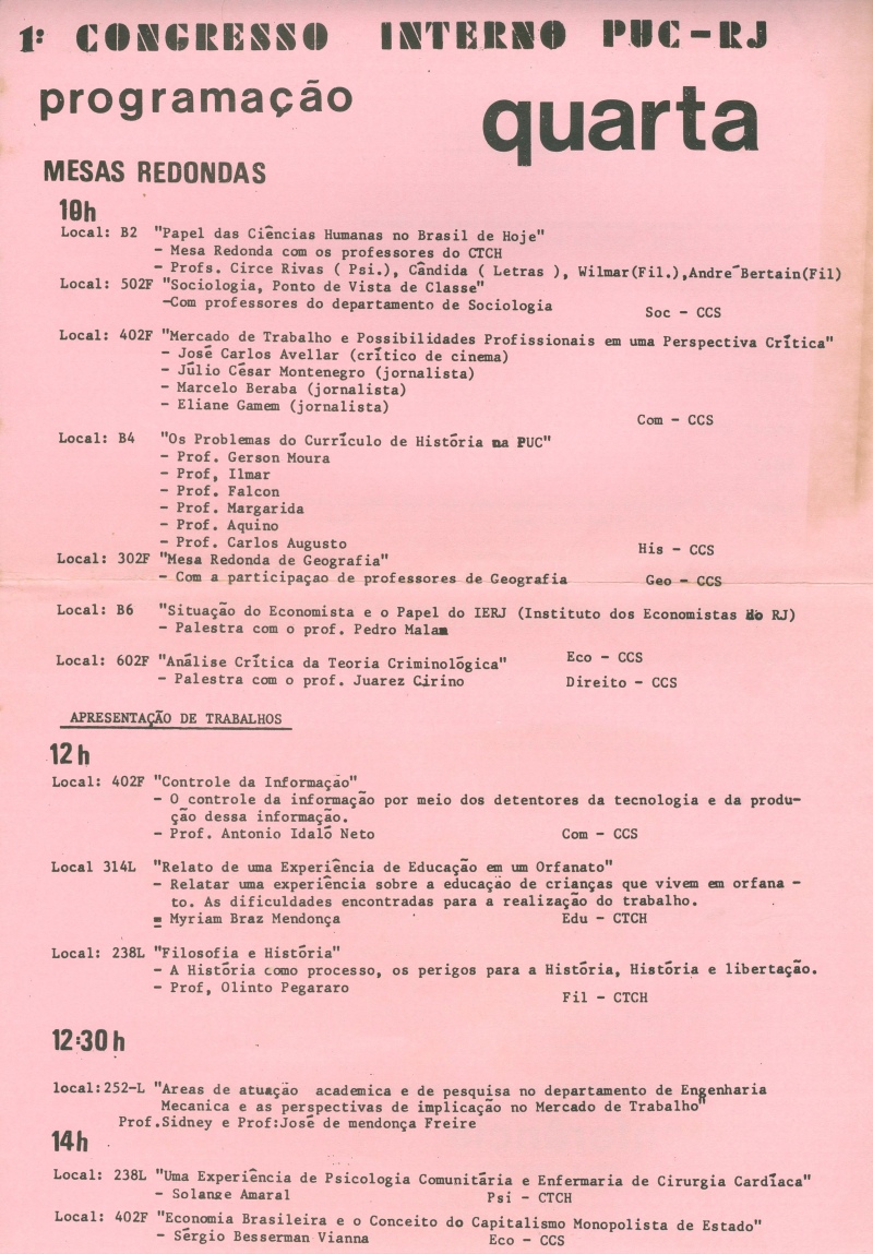 Parte da programação do Congresso.