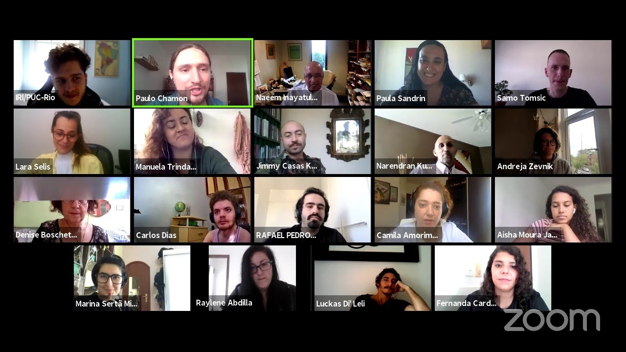 Alguns dos participantes e presentes ao seminário, via Zoom.