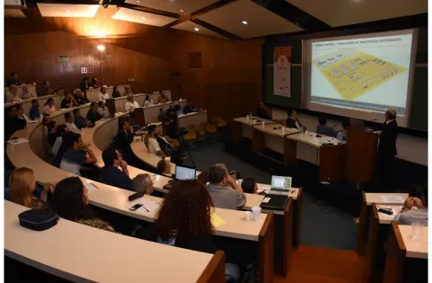 Uma das palestras do Encontro realizado no auditório do RDC. Fotógrafo Antônio Albuquerque. Acervo Núcleo de Memória.