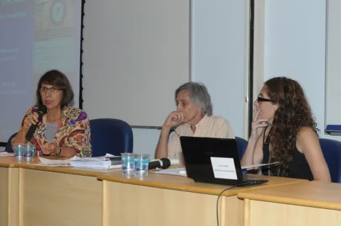 Palestrantes durante o evento. Fotógrafo Antônio Albuquerque. Acervo do Núcleo de Memória.