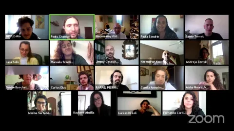 Alguns dos participantes e presentes ao seminário, via Zoom.