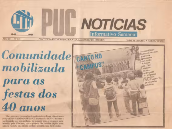 Detalhe da capa do PUC Notícias de 19/08/1981.