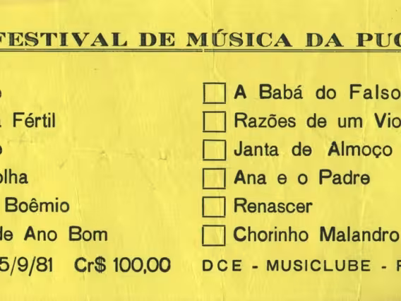 Cédula da votação popular na melhor música em uma das fases do Festival. Acervo do Prof. Luis Reznik.