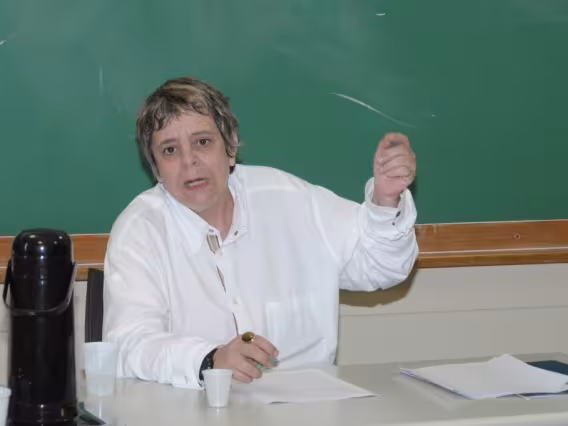 A Profa. Heloisa Starling durante a palestra. Fotógrafo Antônio Albuquerque. Acervo do Núcleo de Memória.