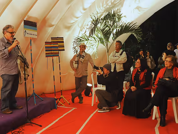 Fala do prof. Sérgio Bruni durante o evento. Fotógrafa Camille Valbusa. Acervo do Projeto Comunicar.