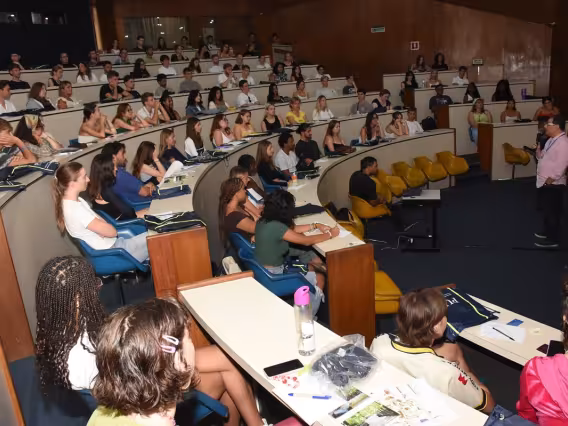 Palestra de recepção aos intercambistas, no auditório do RDC. Fotógrafo Antônio Albuquerque.