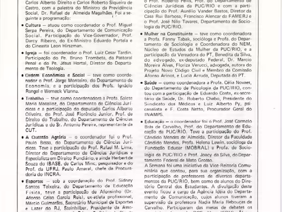 Programação divulgada no PUC Notícias no. 179, maio 1986.