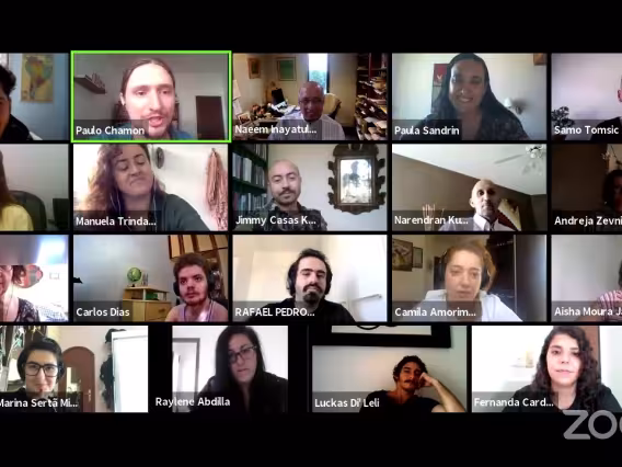 Alguns dos participantes e presentes ao seminário, via Zoom.