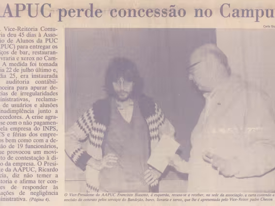 Matéria no Jornal da PUC de julho de 1988, p.1.
