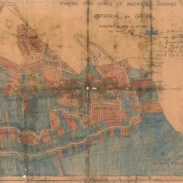 Planta do loteamento da fazenda da Rocinha realizado pela Companhia Castro Guidão, 1920.  Acervo Museu Sankofa.