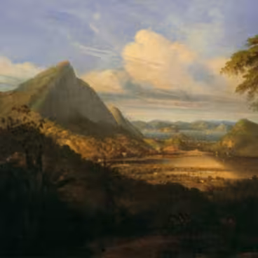 Da casa do Marquês de São Vicente, avistava-se a Lagoa, o Corcovado e o Pão de Açúcar. Louis Buvelot, “Vista do Corcovado e Lagoa Rodrigo de Freitas observada da Boa Vista da Gávea”. 1844. Óleo sobre tela. Enciclopédia Itaú Cultural de Arte e Cultura Brasileira.